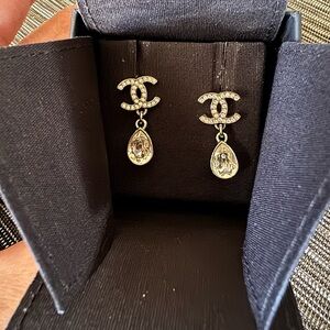 Chanel 2021 Strass CC Drop Earring